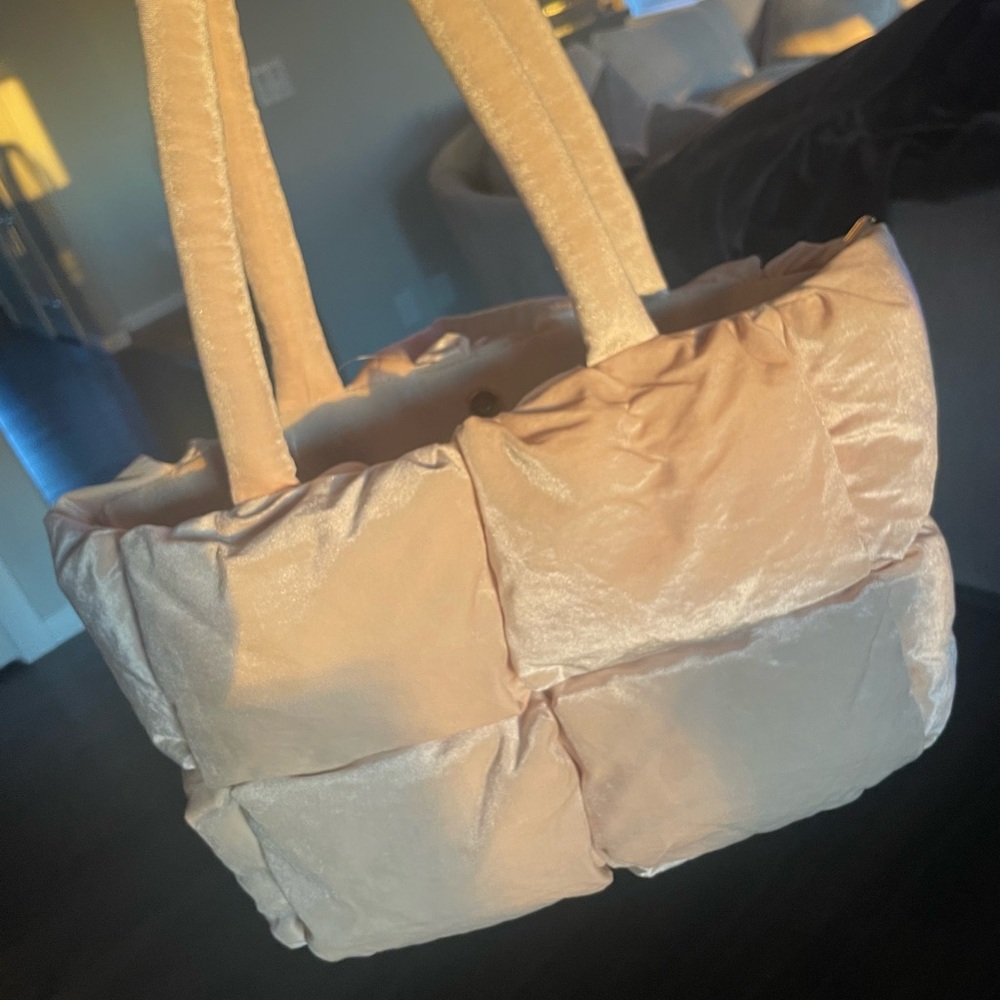 Anthropology ivory velvet handbag